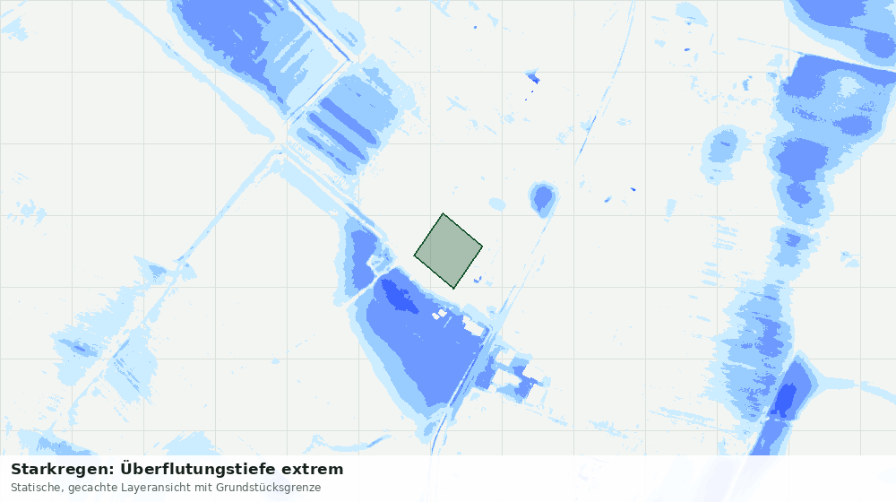 Statische Kartenansicht: Starkregen: Überflutungstiefe extrem