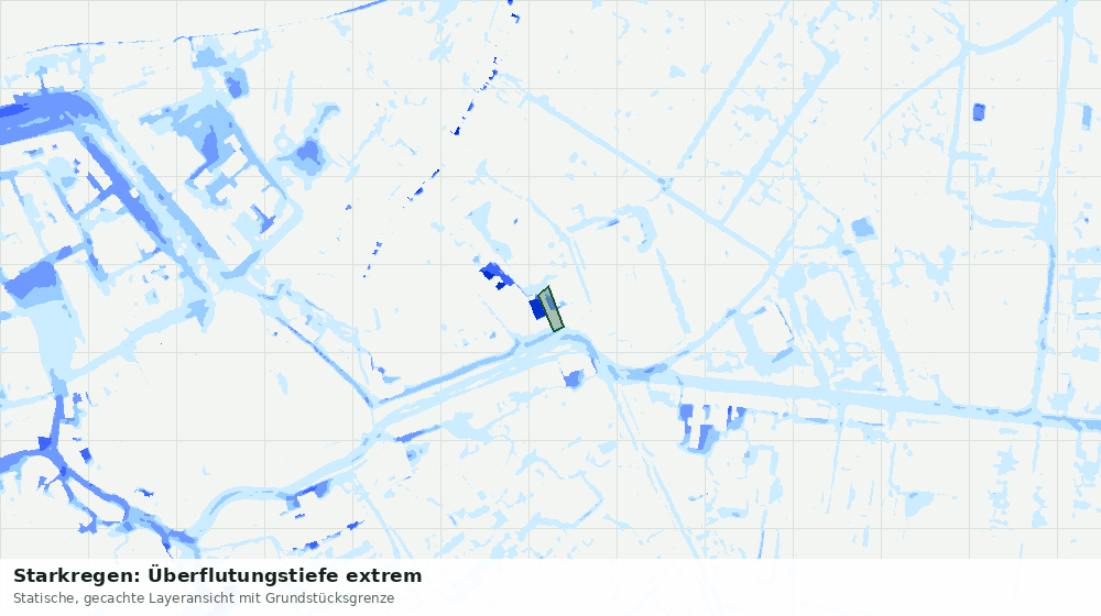 Statische Kartenansicht: Starkregen: Überflutungstiefe extrem
