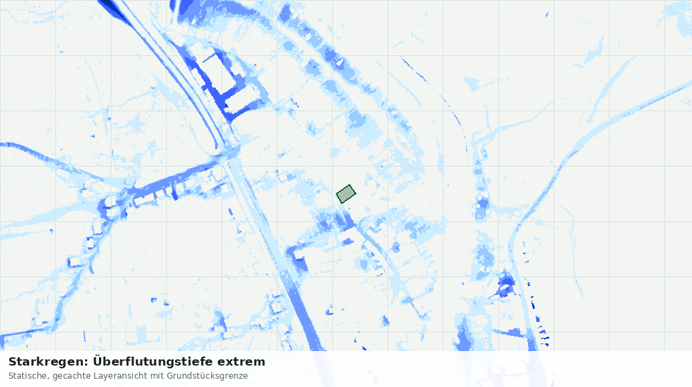 Statische Kartenansicht: Starkregen: Überflutungstiefe extrem