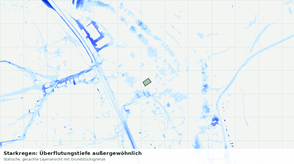 Statische Kartenansicht: Starkregen: Überflutungstiefe außergewöhnlich