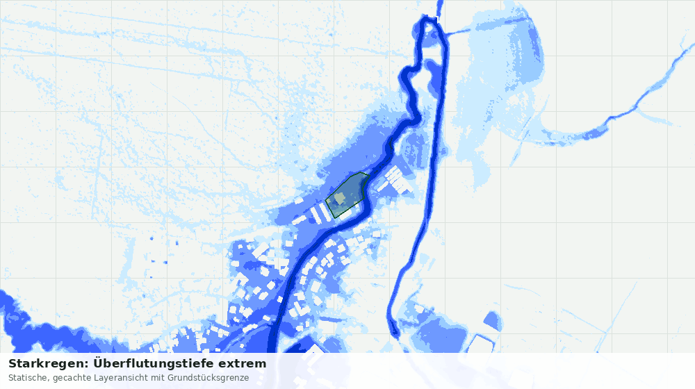 Statische Kartenansicht: Starkregen: Überflutungstiefe extrem