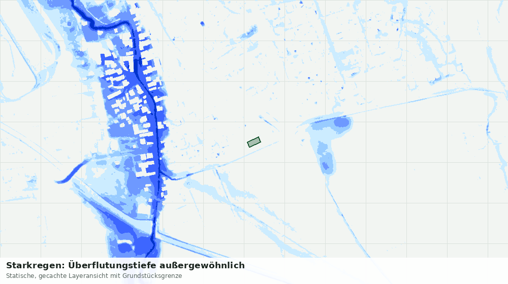 Statische Kartenansicht: Starkregen: Überflutungstiefe außergewöhnlich
