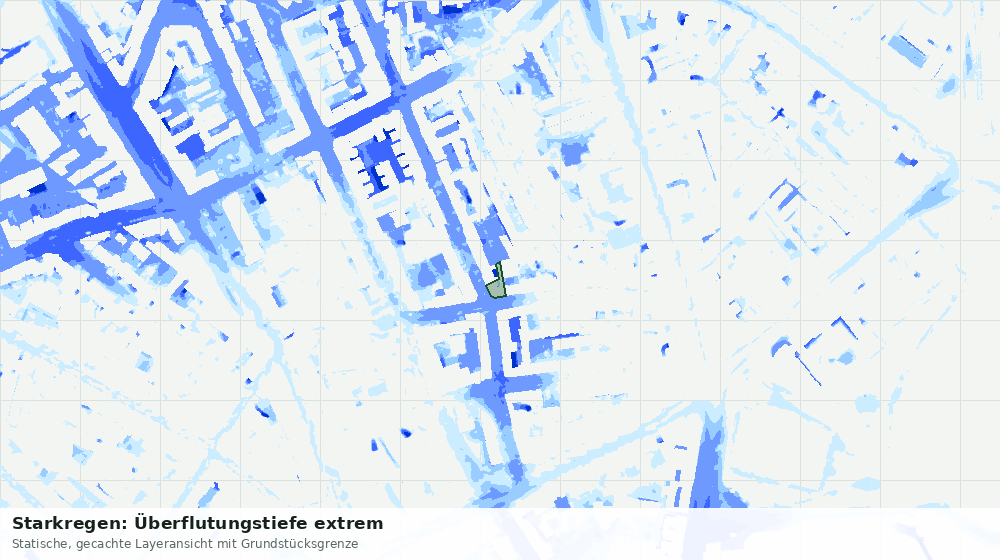 Statische Kartenansicht: Starkregen: Überflutungstiefe extrem