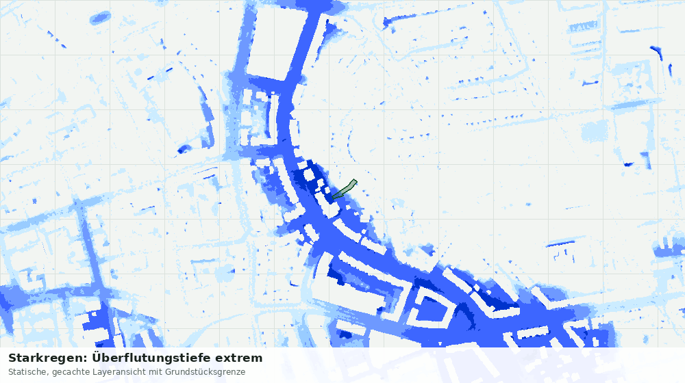 Statische Kartenansicht: Starkregen: Überflutungstiefe extrem