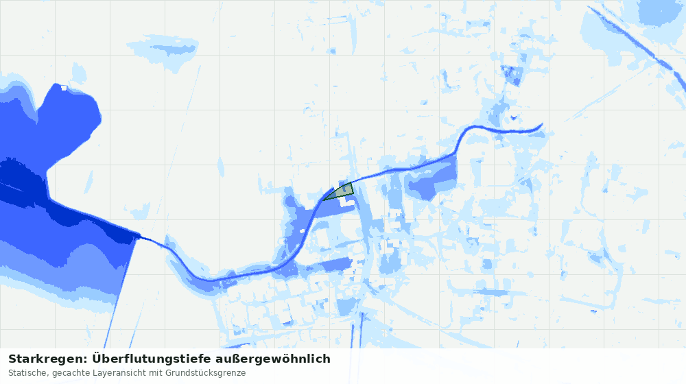 Statische Kartenansicht: Starkregen: Überflutungstiefe außergewöhnlich