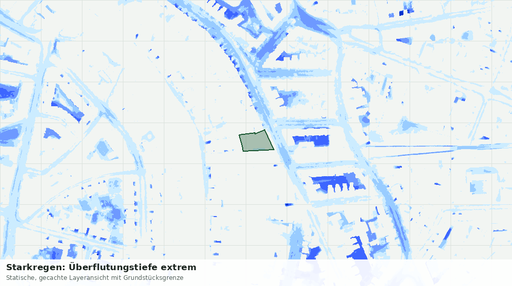 Statische Kartenansicht: Starkregen: Überflutungstiefe extrem