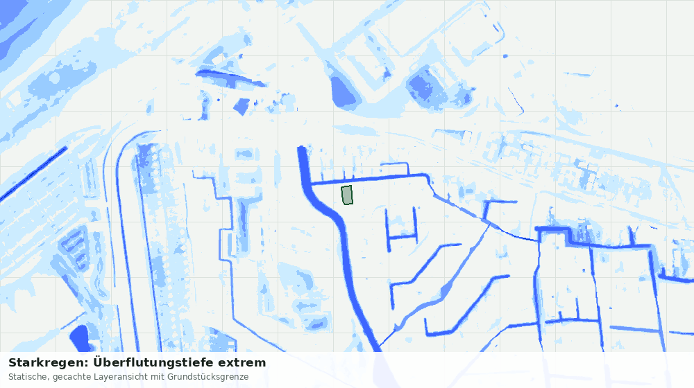 Statische Kartenansicht: Starkregen: Überflutungstiefe extrem