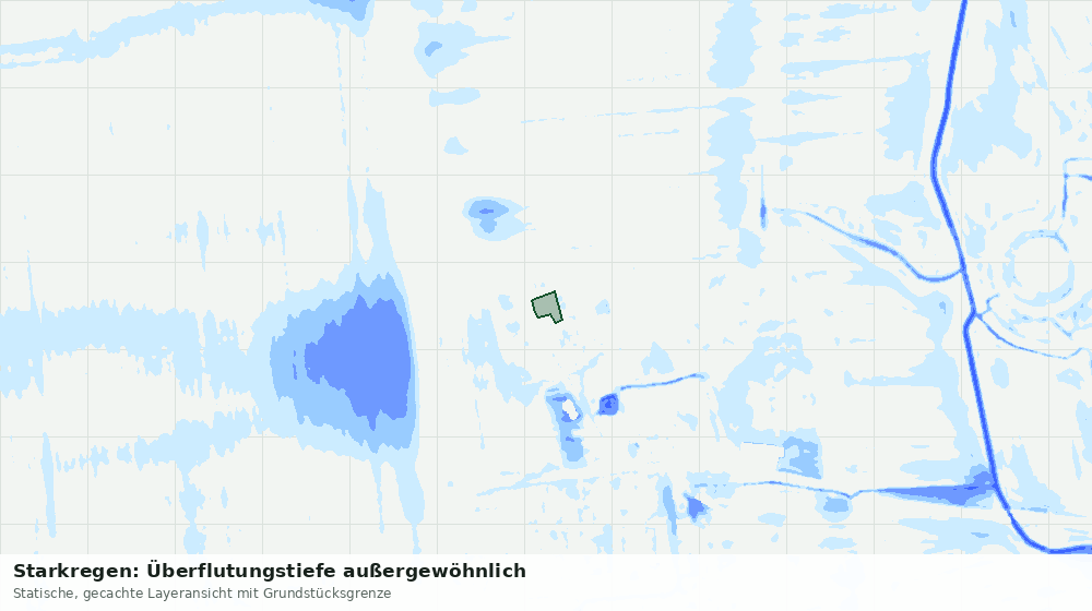Statische Kartenansicht: Starkregen: Überflutungstiefe außergewöhnlich