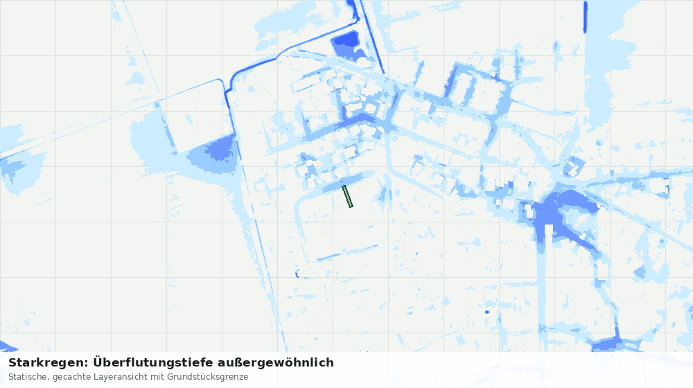 Statische Kartenansicht: Starkregen: Überflutungstiefe außergewöhnlich