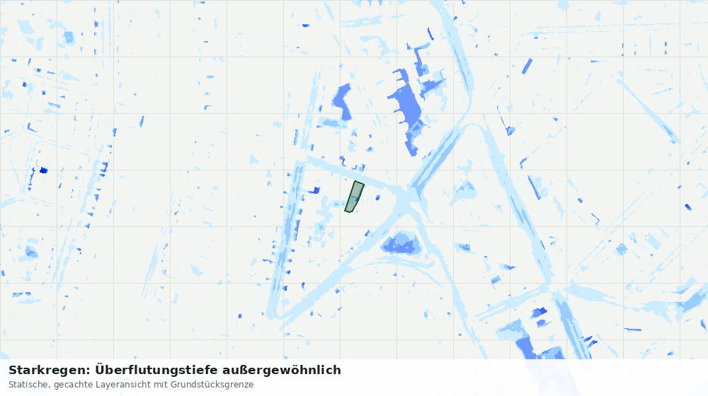 Statische Kartenansicht: Starkregen: Überflutungstiefe außergewöhnlich