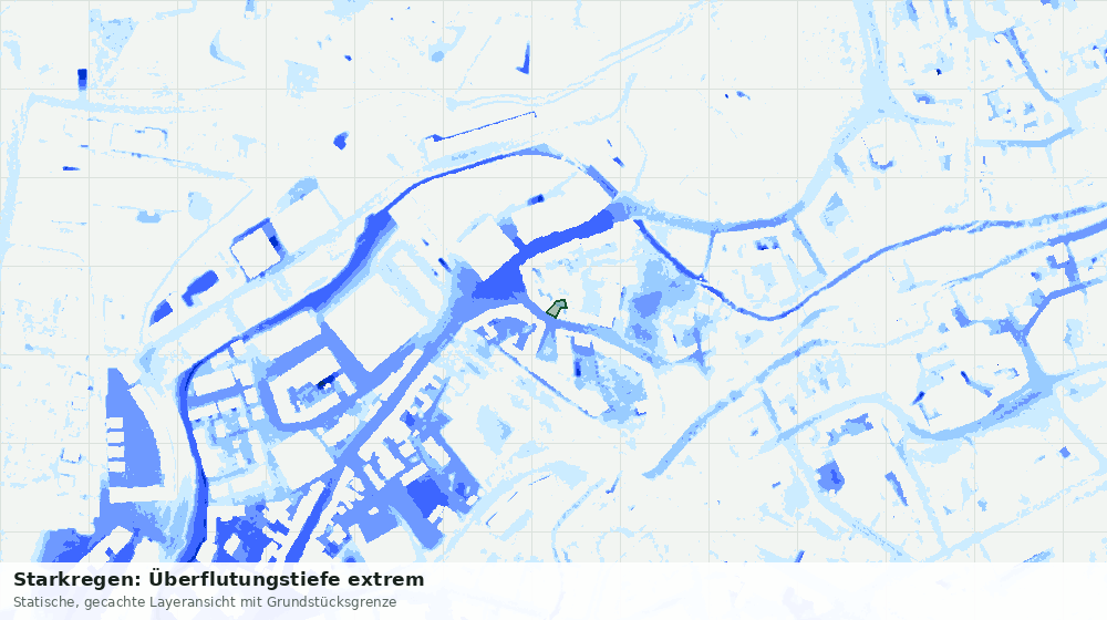 Statische Kartenansicht: Starkregen: Überflutungstiefe extrem