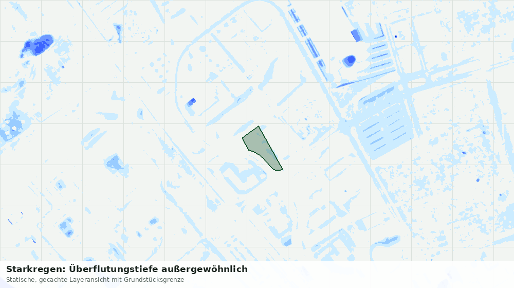 Statische Kartenansicht: Starkregen: Überflutungstiefe außergewöhnlich