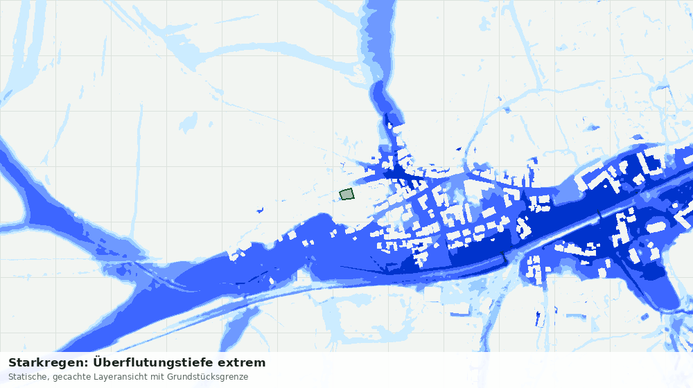 Statische Kartenansicht: Starkregen: Überflutungstiefe extrem