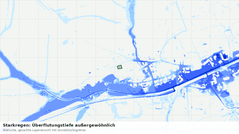 Statische Kartenansicht: Starkregen: Überflutungstiefe außergewöhnlich