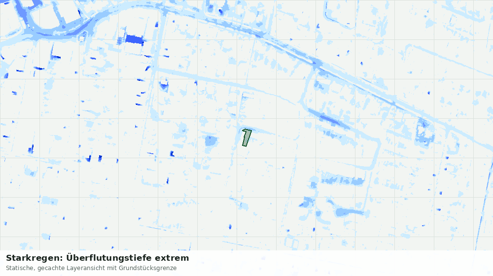Statische Kartenansicht: Starkregen: Überflutungstiefe extrem