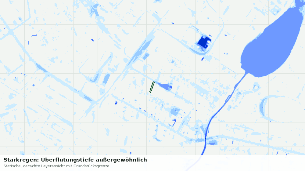 Statische Kartenansicht: Starkregen: Überflutungstiefe außergewöhnlich