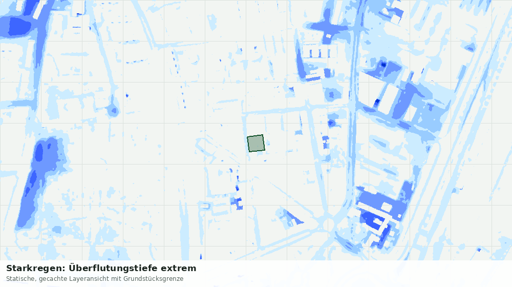 Statische Kartenansicht: Starkregen: Überflutungstiefe extrem