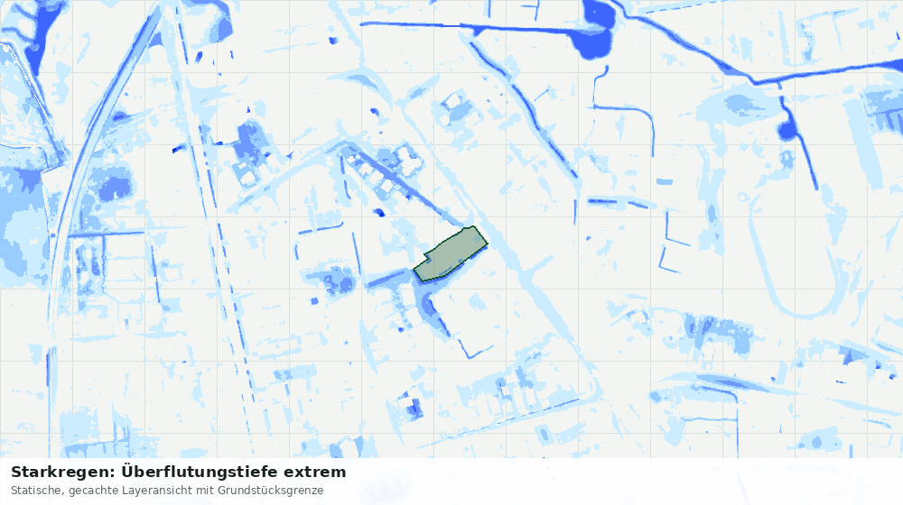 Statische Kartenansicht: Starkregen: Überflutungstiefe extrem