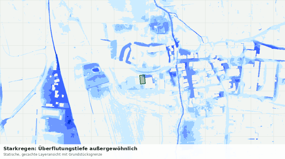 Statische Kartenansicht: Starkregen: Überflutungstiefe außergewöhnlich