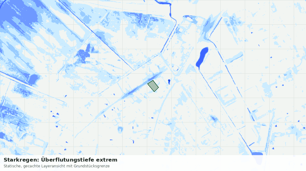 Statische Kartenansicht: Starkregen: Überflutungstiefe extrem