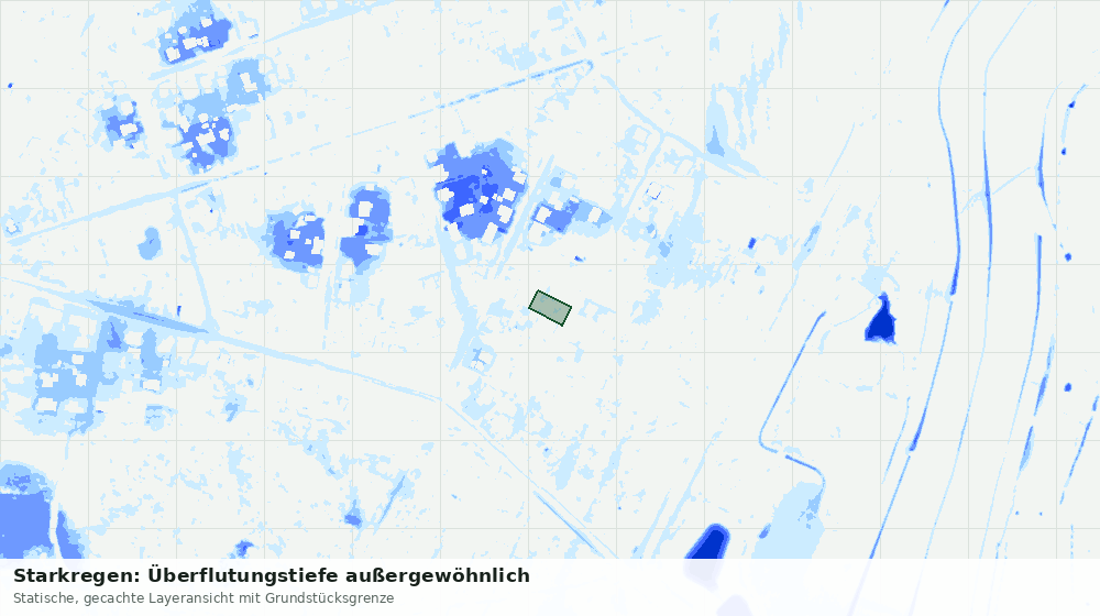 Statische Kartenansicht: Starkregen: Überflutungstiefe außergewöhnlich