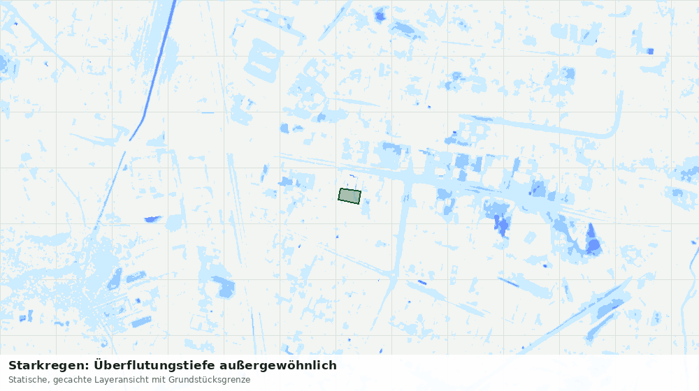 Statische Kartenansicht: Starkregen: Überflutungstiefe außergewöhnlich