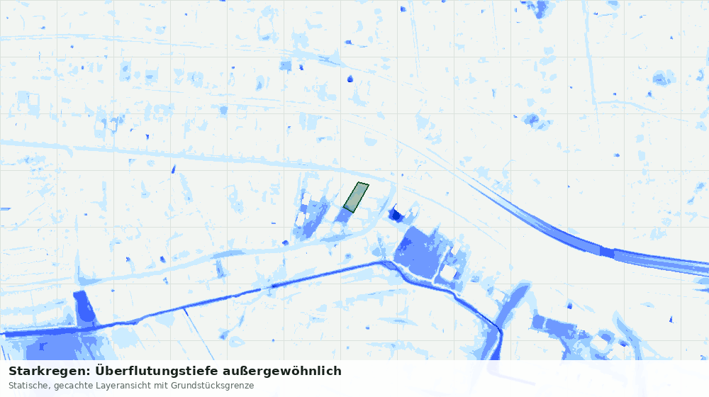 Statische Kartenansicht: Starkregen: Überflutungstiefe außergewöhnlich