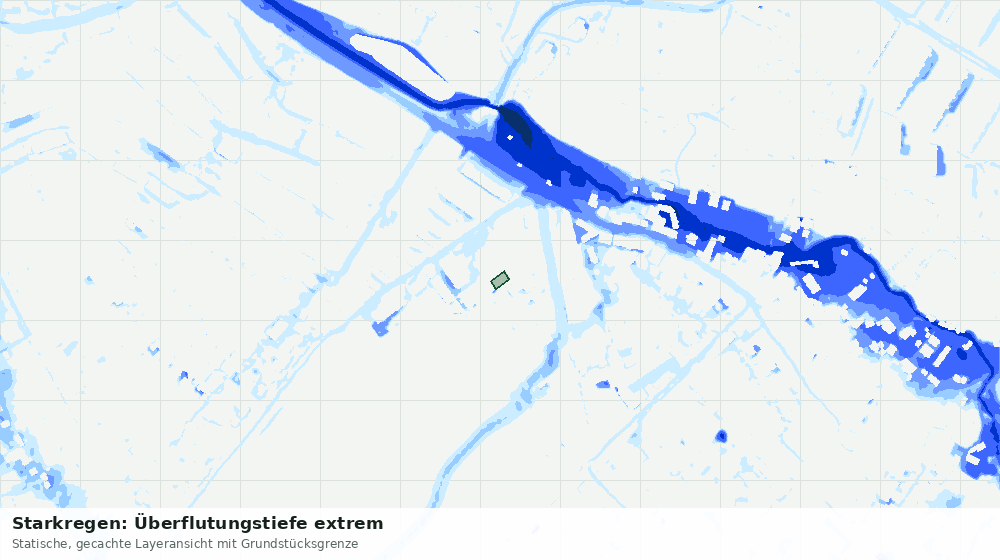 Statische Kartenansicht: Starkregen: Überflutungstiefe extrem