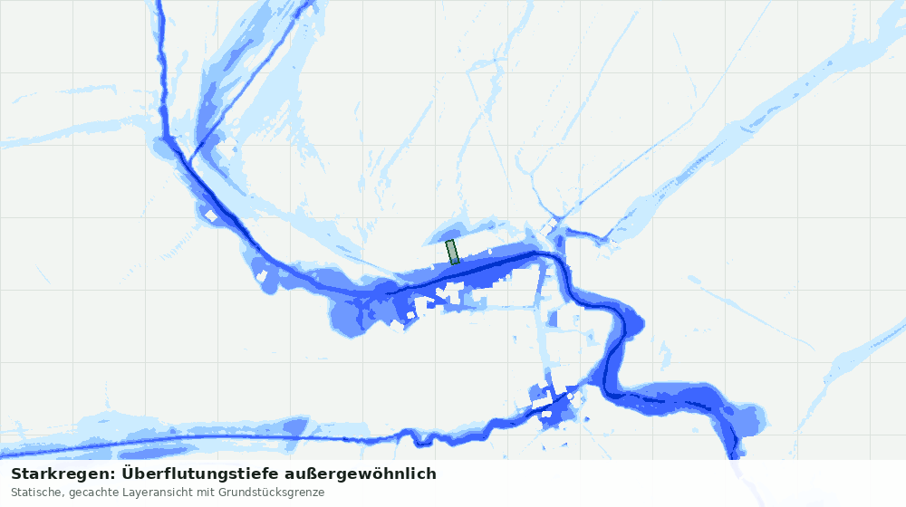 Statische Kartenansicht: Starkregen: Überflutungstiefe außergewöhnlich