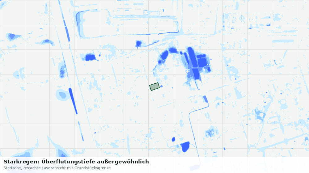 Statische Kartenansicht: Starkregen: Überflutungstiefe außergewöhnlich
