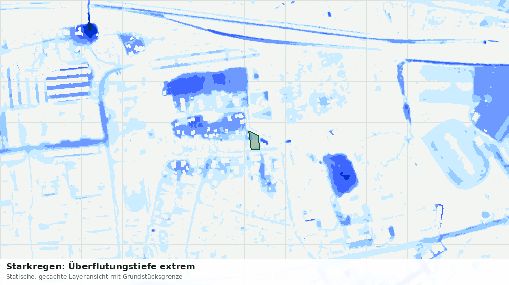 Statische Kartenansicht: Starkregen: Überflutungstiefe extrem