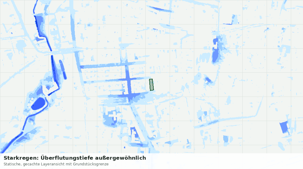 Statische Kartenansicht: Starkregen: Überflutungstiefe außergewöhnlich