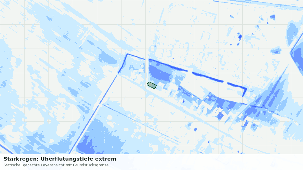 Statische Kartenansicht: Starkregen: Überflutungstiefe extrem