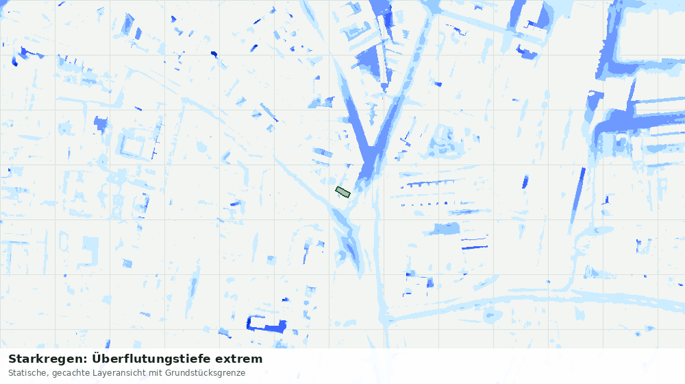 Statische Kartenansicht: Starkregen: Überflutungstiefe extrem