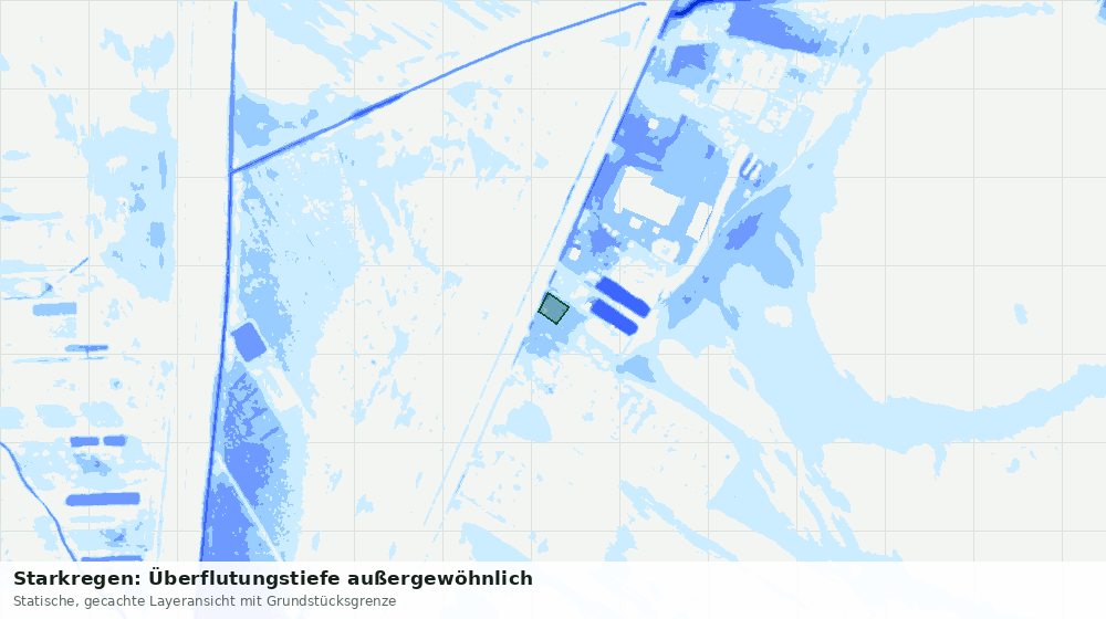 Statische Kartenansicht: Starkregen: Überflutungstiefe außergewöhnlich