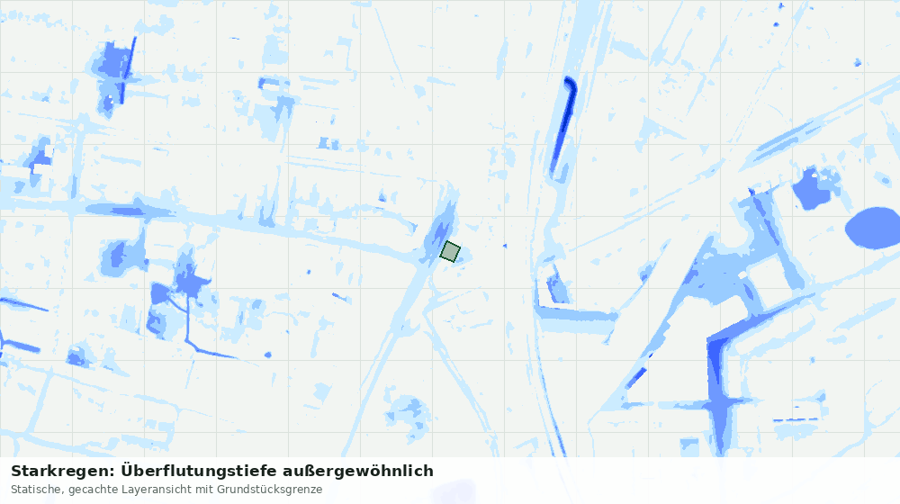 Statische Kartenansicht: Starkregen: Überflutungstiefe außergewöhnlich