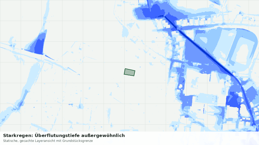 Statische Kartenansicht: Starkregen: Überflutungstiefe außergewöhnlich