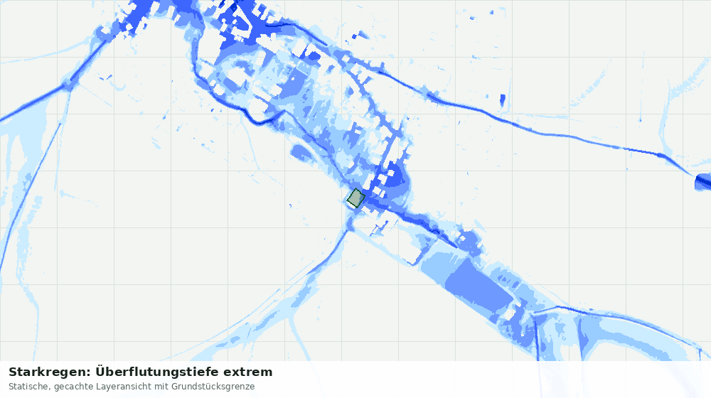 Statische Kartenansicht: Starkregen: Überflutungstiefe extrem