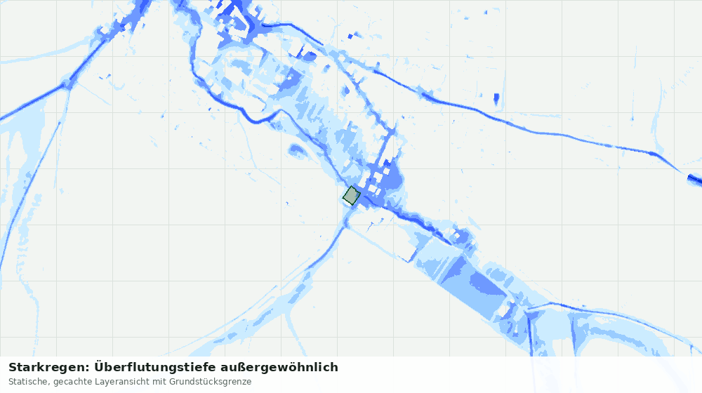 Statische Kartenansicht: Starkregen: Überflutungstiefe außergewöhnlich