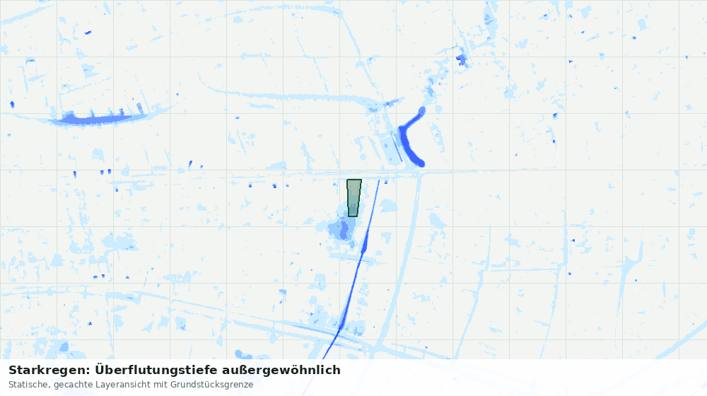 Statische Kartenansicht: Starkregen: Überflutungstiefe außergewöhnlich