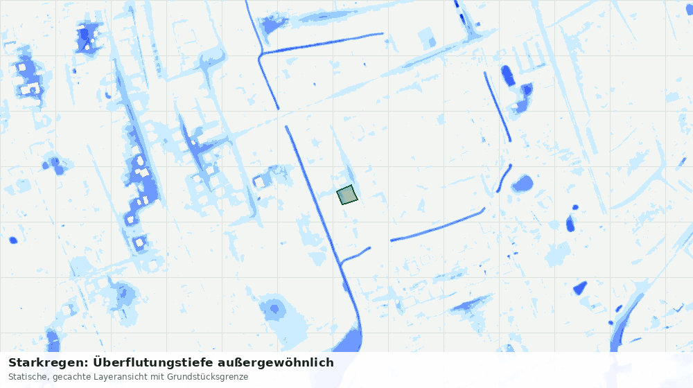 Statische Kartenansicht: Starkregen: Überflutungstiefe außergewöhnlich