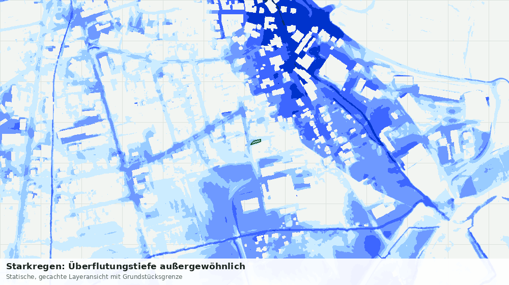 Statische Kartenansicht: Starkregen: Überflutungstiefe außergewöhnlich