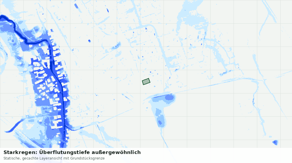 Statische Kartenansicht: Starkregen: Überflutungstiefe außergewöhnlich