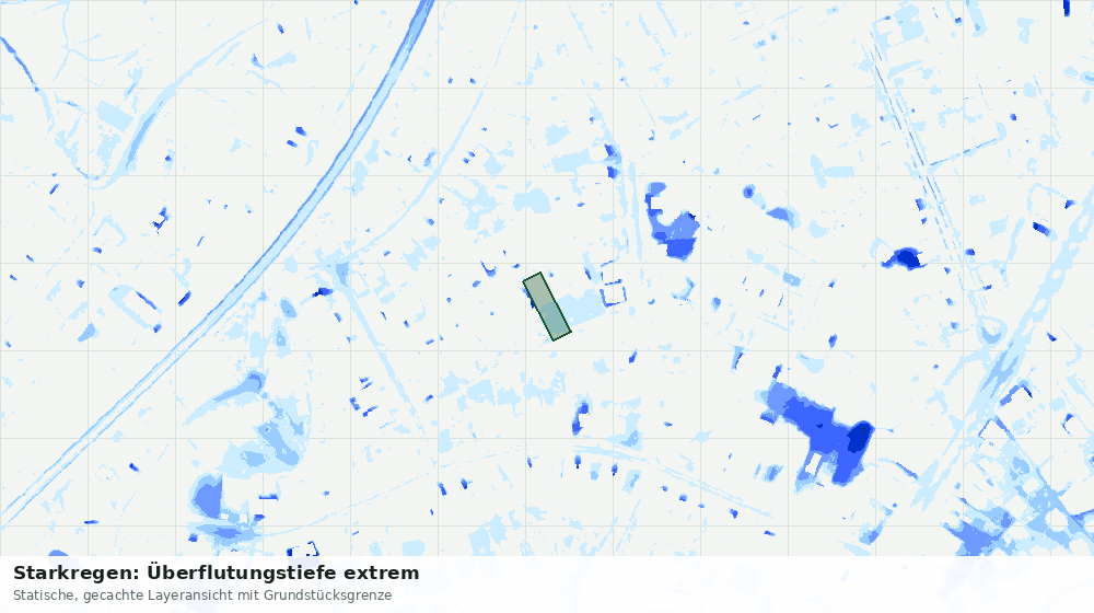 Statische Kartenansicht: Starkregen: Überflutungstiefe extrem