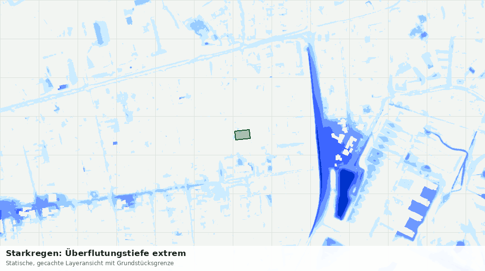 Statische Kartenansicht: Starkregen: Überflutungstiefe extrem