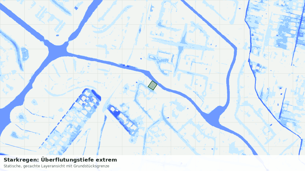 Statische Kartenansicht: Starkregen: Überflutungstiefe extrem
