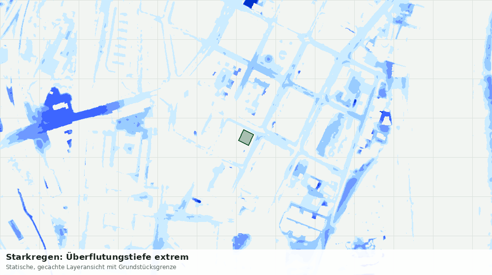 Statische Kartenansicht: Starkregen: Überflutungstiefe extrem
