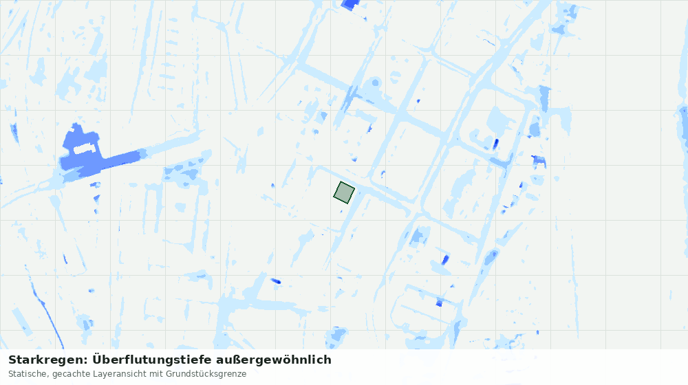 Statische Kartenansicht: Starkregen: Überflutungstiefe außergewöhnlich