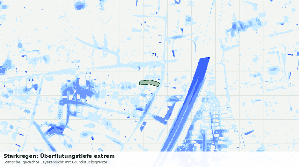 Statische Kartenansicht: Starkregen: Überflutungstiefe extrem