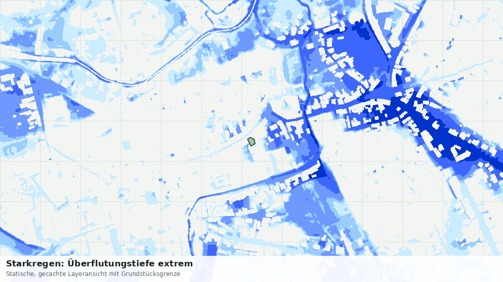 Statische Kartenansicht: Starkregen: Überflutungstiefe extrem